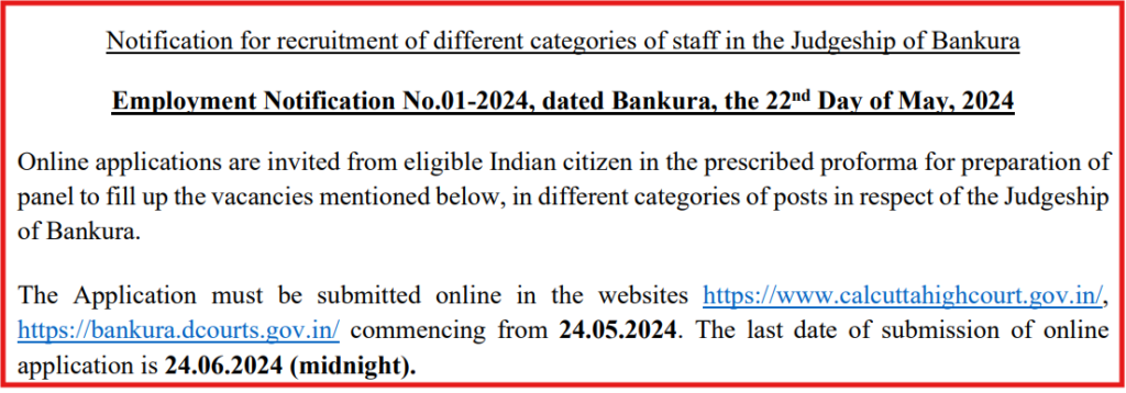 Bankura District Court Recruitment 2024